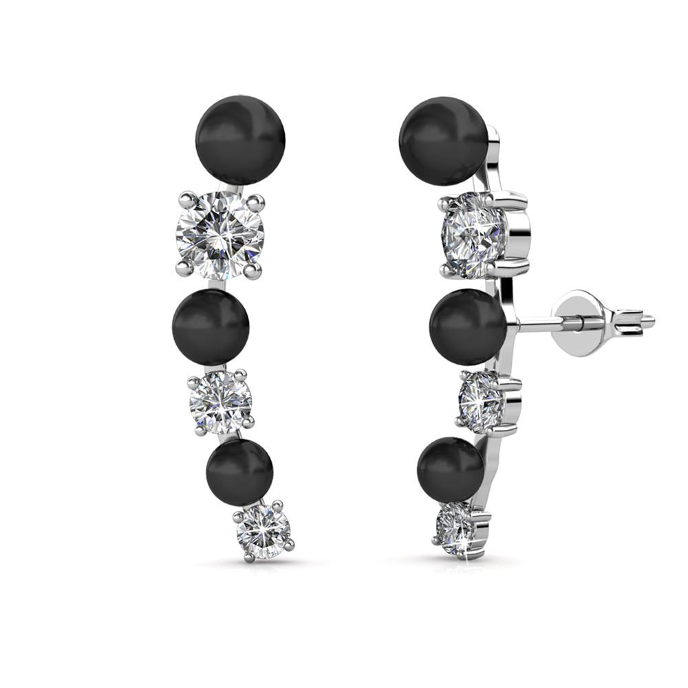 Juniper 18k White Gold Wrap Earrings with White Beads and Crystals