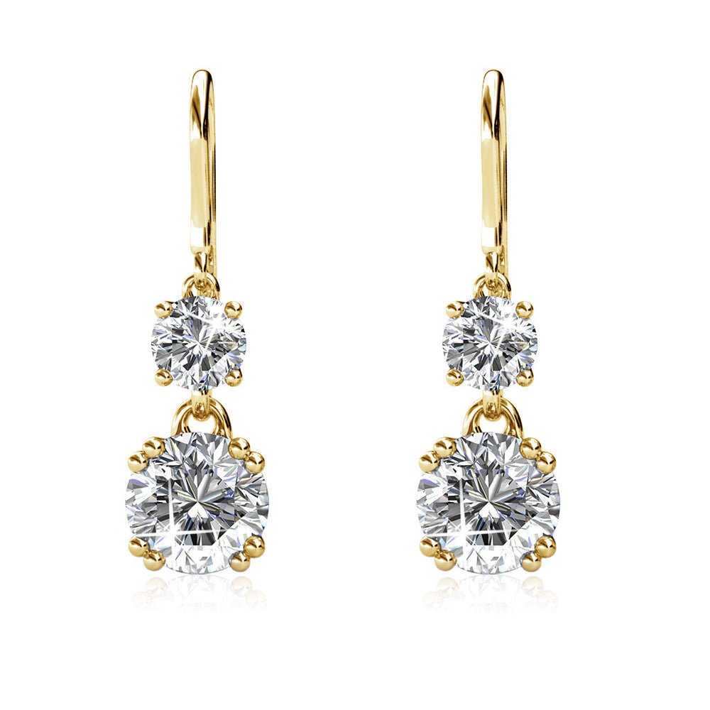Kadence 18k White Gold Plated Crystal Drop Dangle Earrings