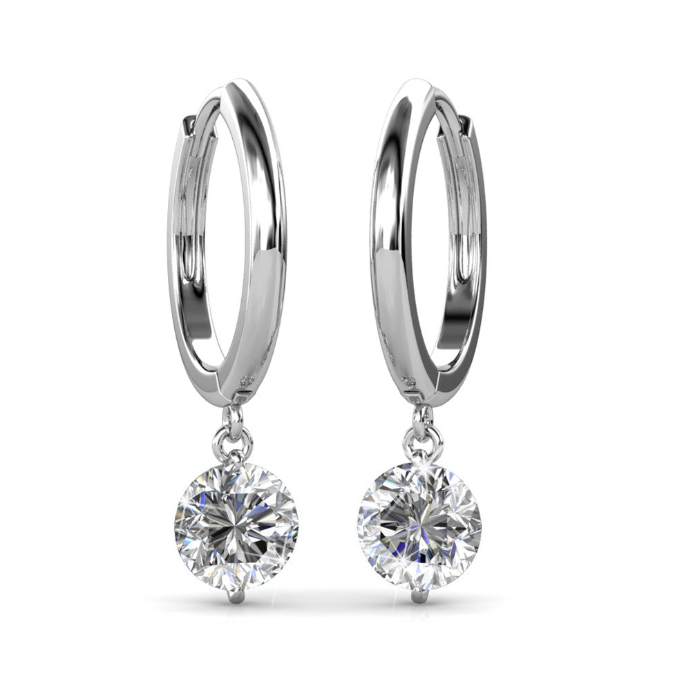 Georgia 18k White Gold Plated Hoop Dangle Earrings with Crystals