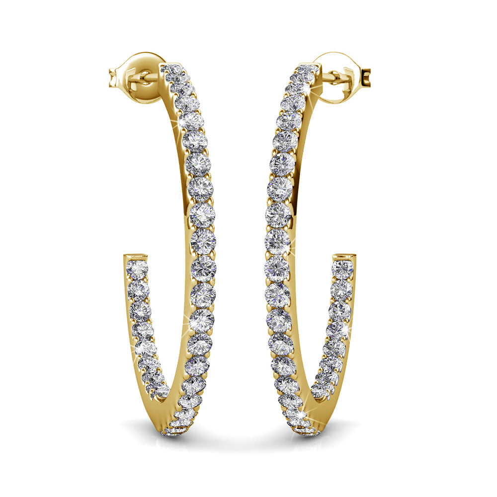 Rosalyn 18k White Gold Plated Hoop Crystal Earrings for Women