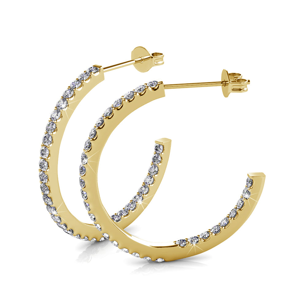 Rosalyn 18k White Gold Plated Hoop Crystal Earrings for Women