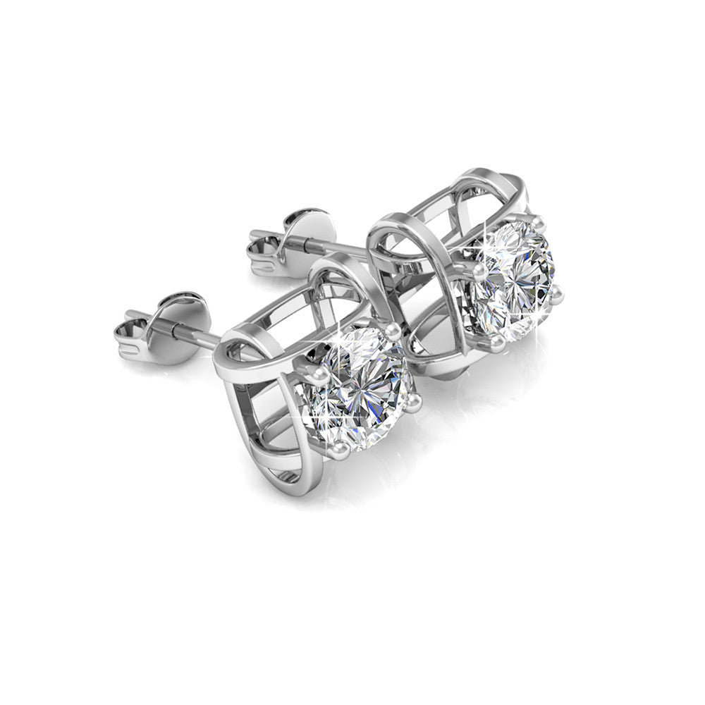 Lorelei 18k White Gold Plated Stud Earrings with Round Crystals - Fab Friday