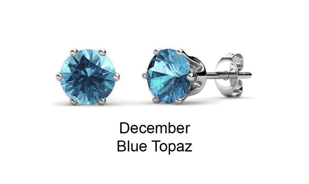 Birthstone Earrings, 18k White Gold Plated Stud Earrings with 1CT Crystals