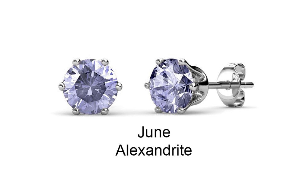 18k White Gold Plated Birthstone Stud Earrings with 1CT Simulated CZ Crystals