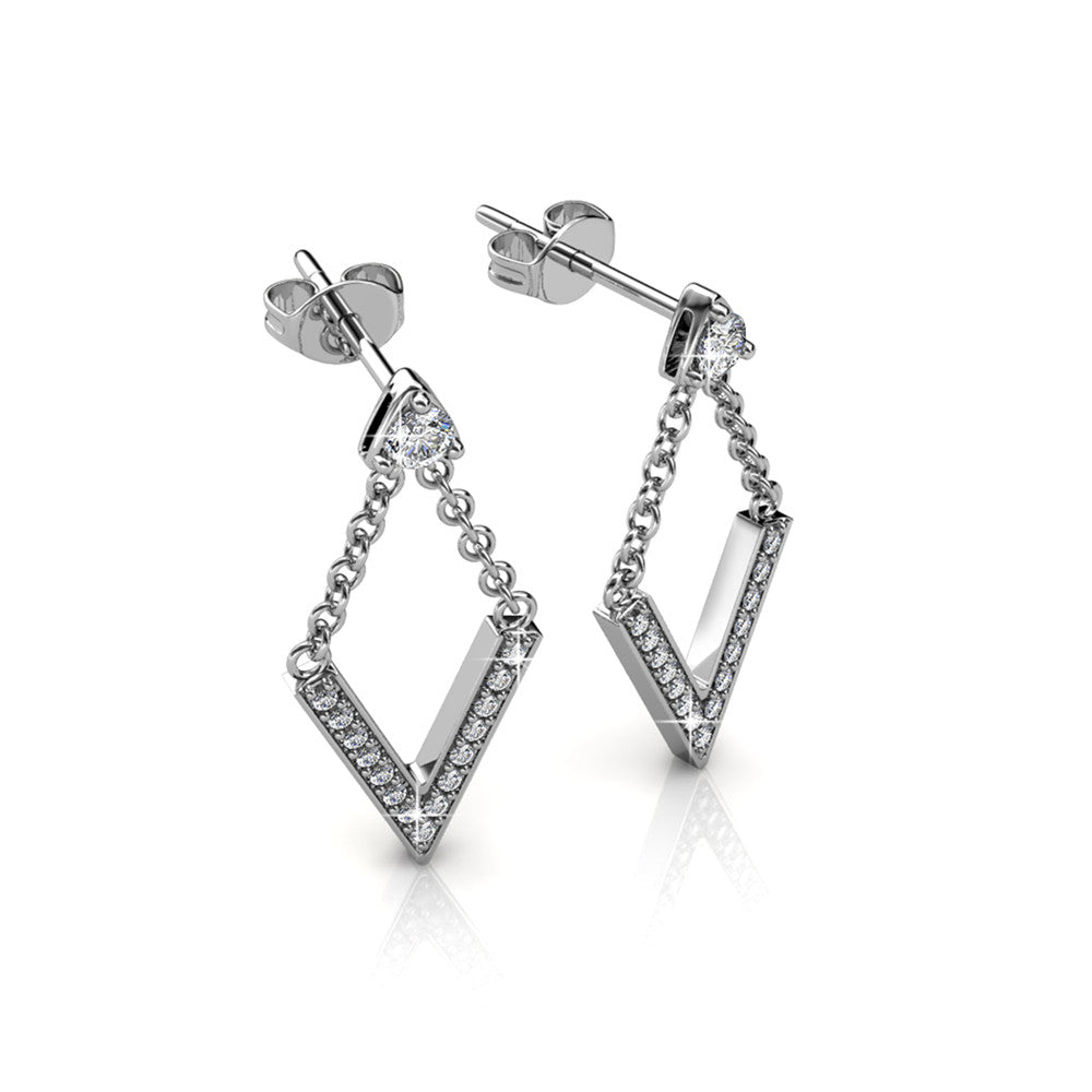 Francesca "Incredible" 18k White Gold Plated Drop Earrings with Swarovski Crystals