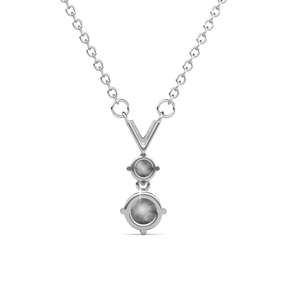 Andy "Unique" 18k White Gold Plated 2-Stone Pendant Necklace with Swarovski Crystals