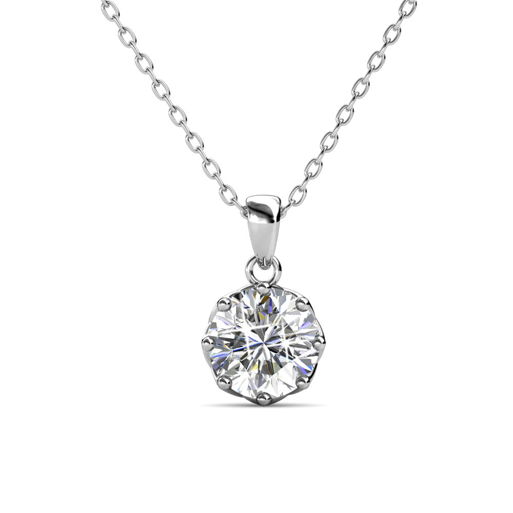 Eden "Pure" 18k White Gold Plated Pendant Necklace with Solitaire Round Cut Swarovski Crystal - Fab Friday