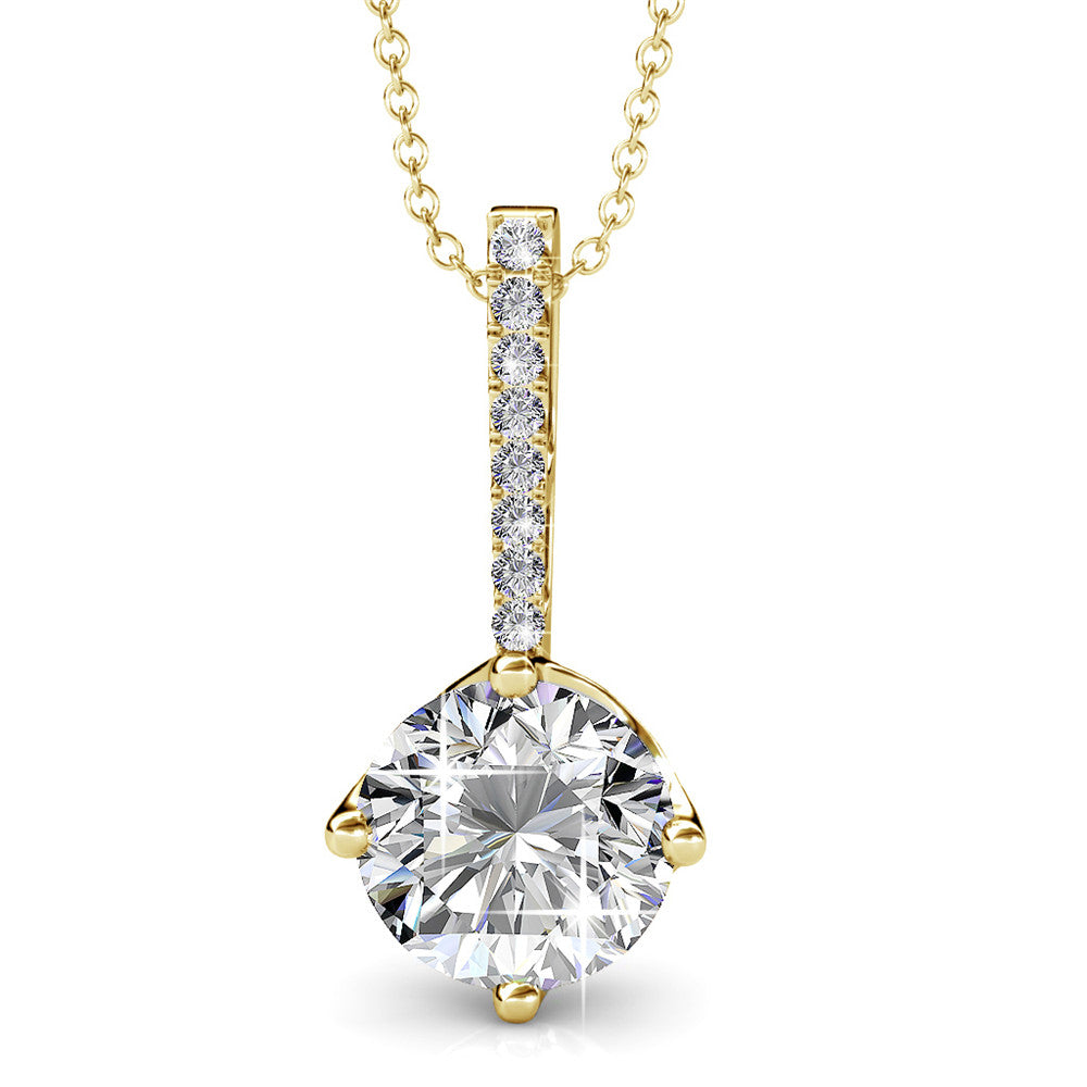 Blythe "Amity" 18k White Gold Plated Simulated Diamond Solitaire Crystal Pendant Necklace