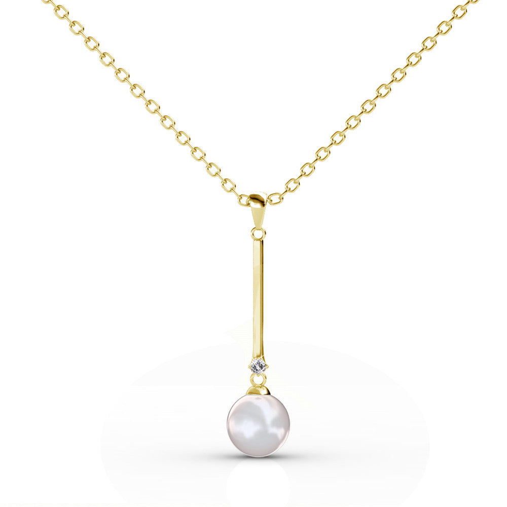 Tatum "Dignified" 18k White Gold Plated Pearl Pendant Necklace