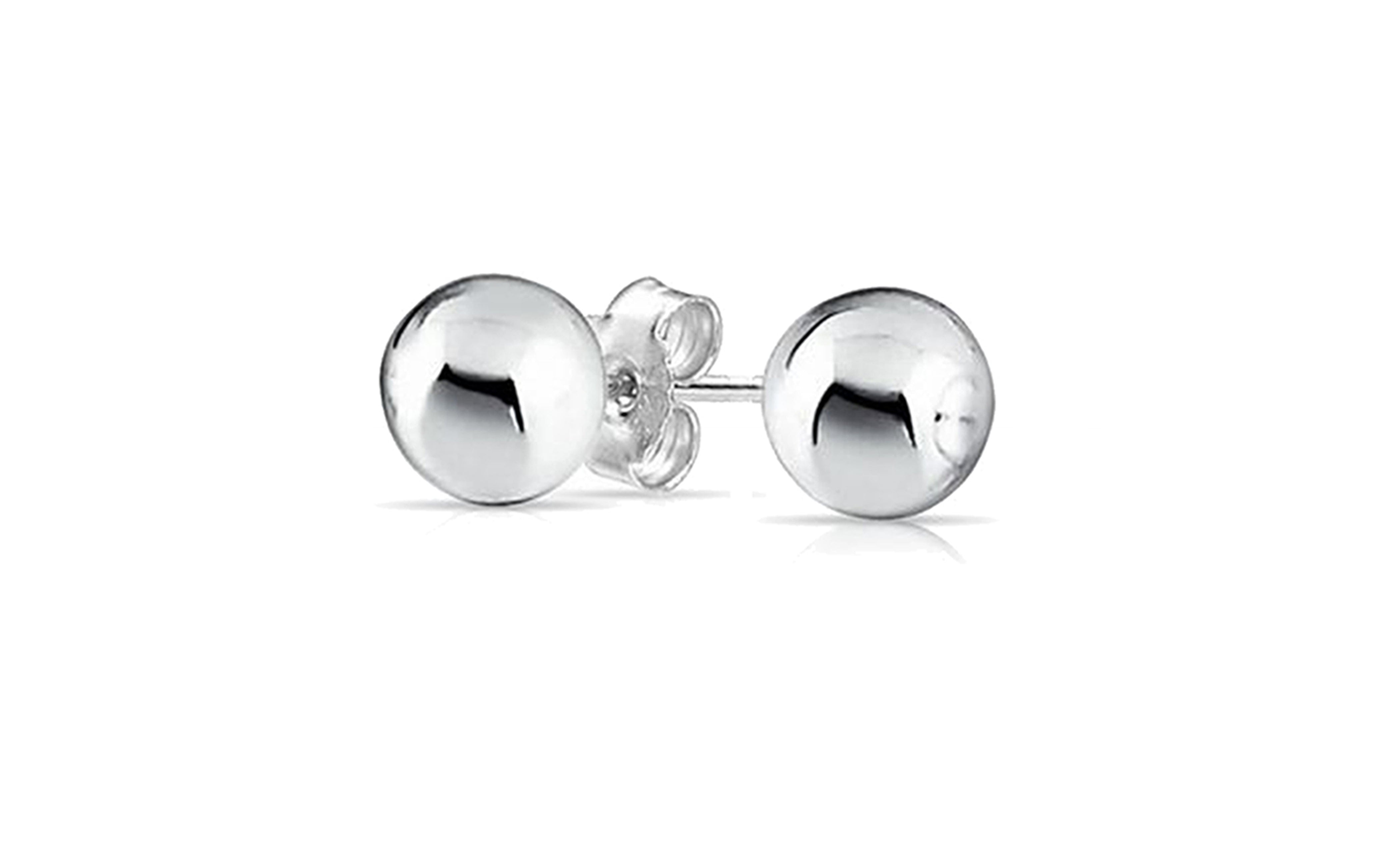 Harper Sterling Silver Stud Earrings Round Polished Ball