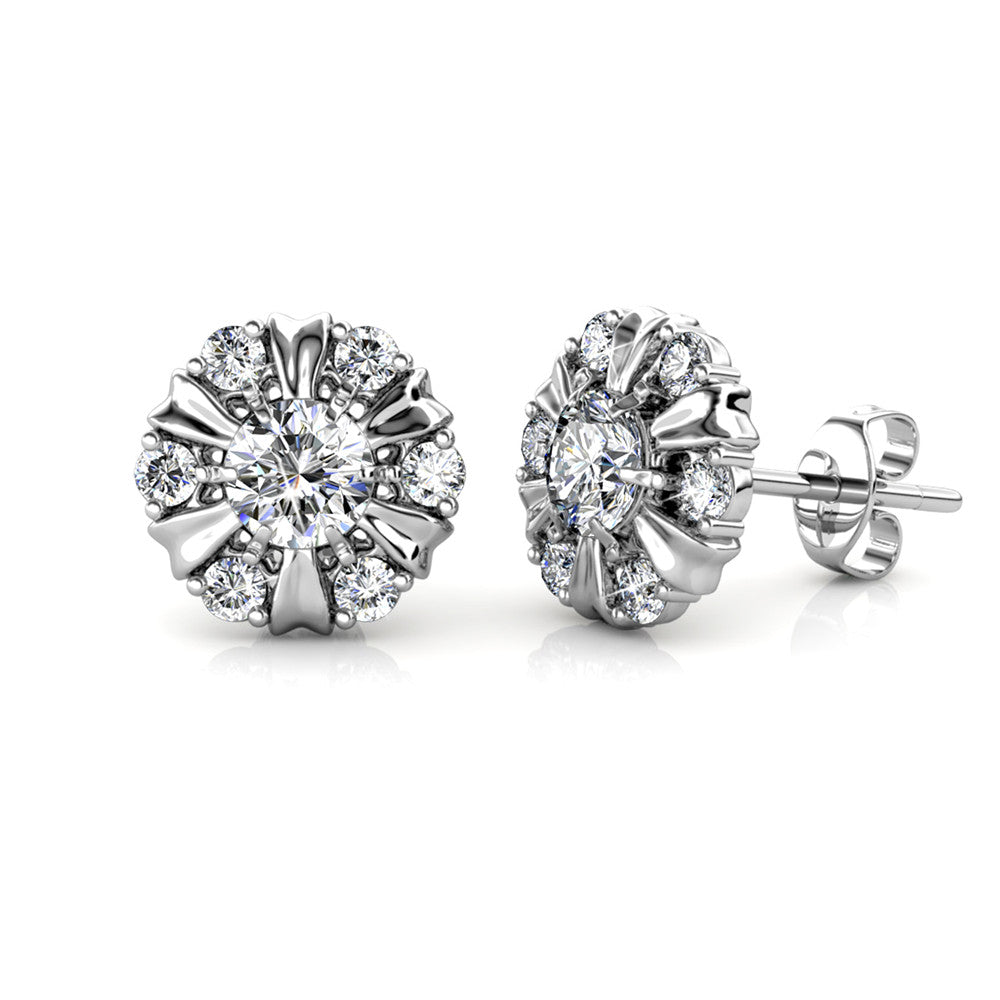 Millie 18k White Gold Plated Stud Earrings with Simulated Diamond Crystals