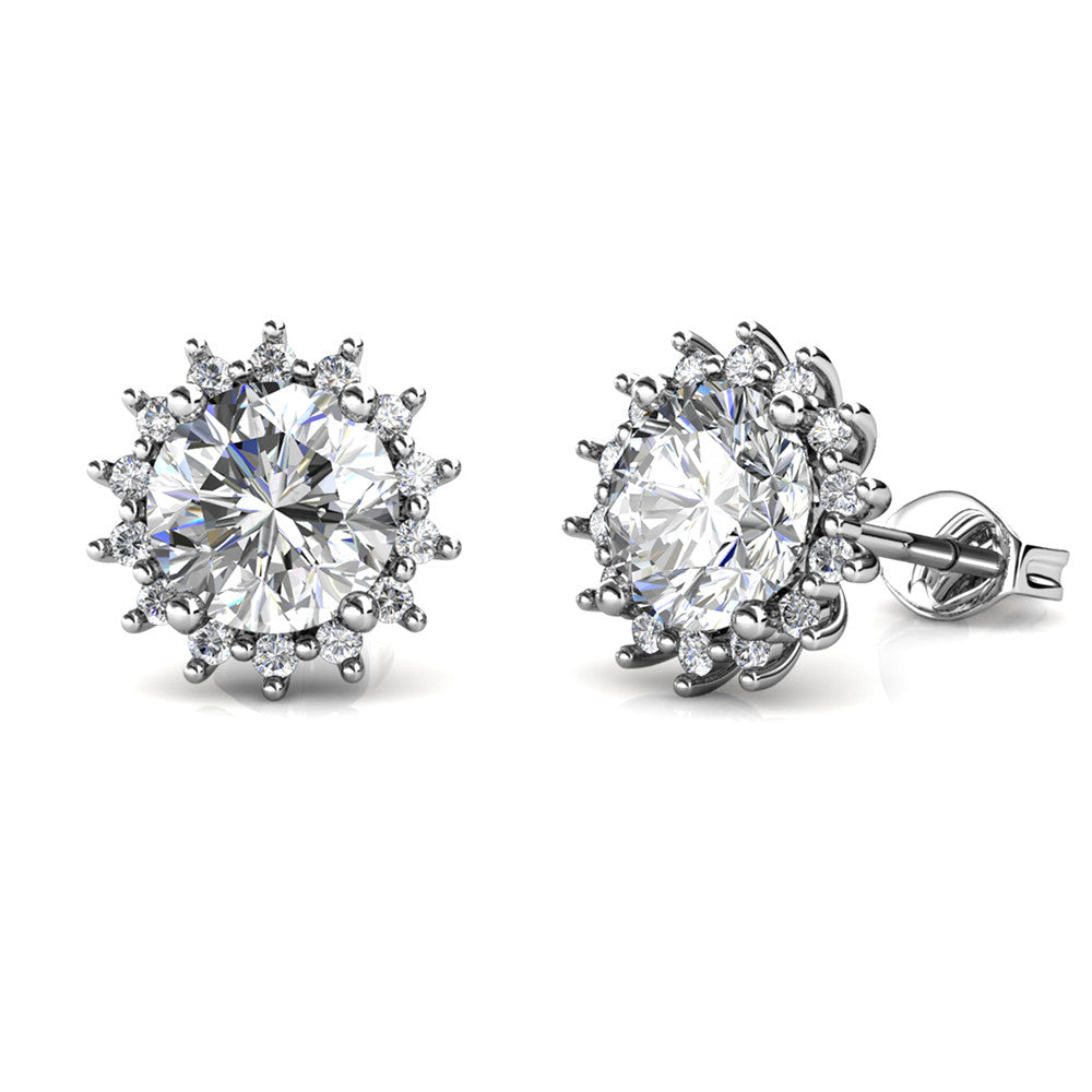 Moissanite by Cate & Chloe Starla Sterling Silver Stud Earrings with Moissanite Crystals