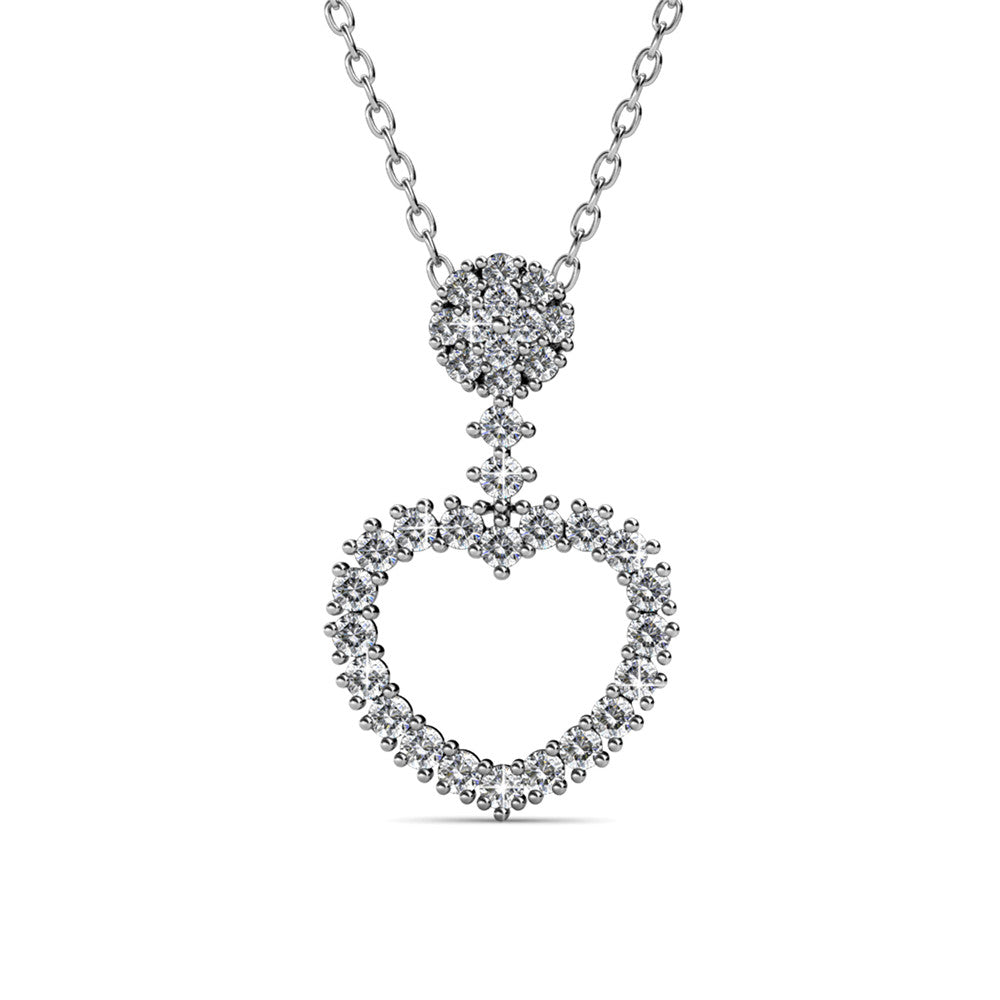Cate & Chloe Brynn Sophisticated 18k White Gold Plated Heart Pendant Necklace