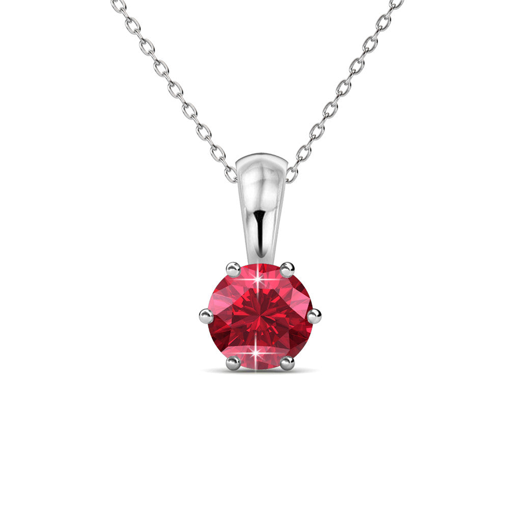Birthstone Necklace, 18k White Gold Plated Solitaire Necklace with 1CT Crystal