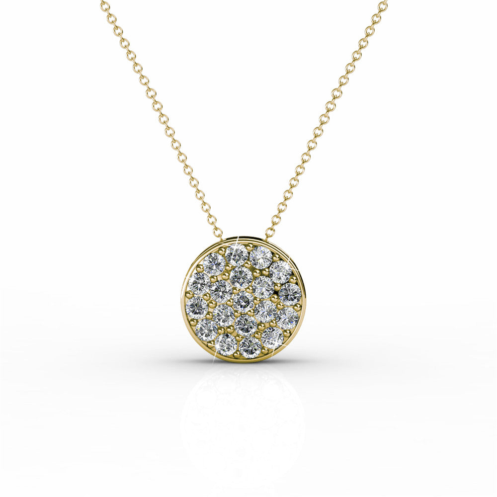 Nelly 18k White Gold Plated Pave Pendant Necklace with Crystals