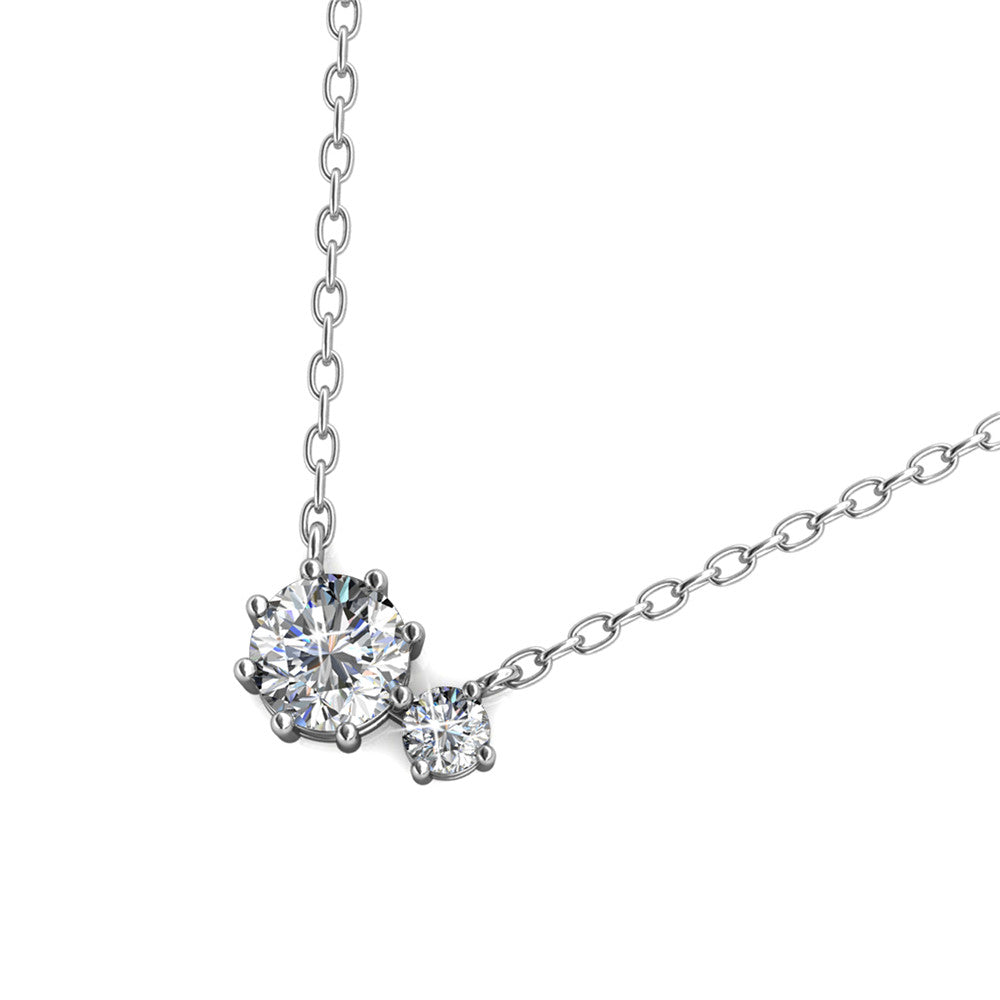 Emma 18k White Gold Plated 2-Stone Crystal Pendant Necklace