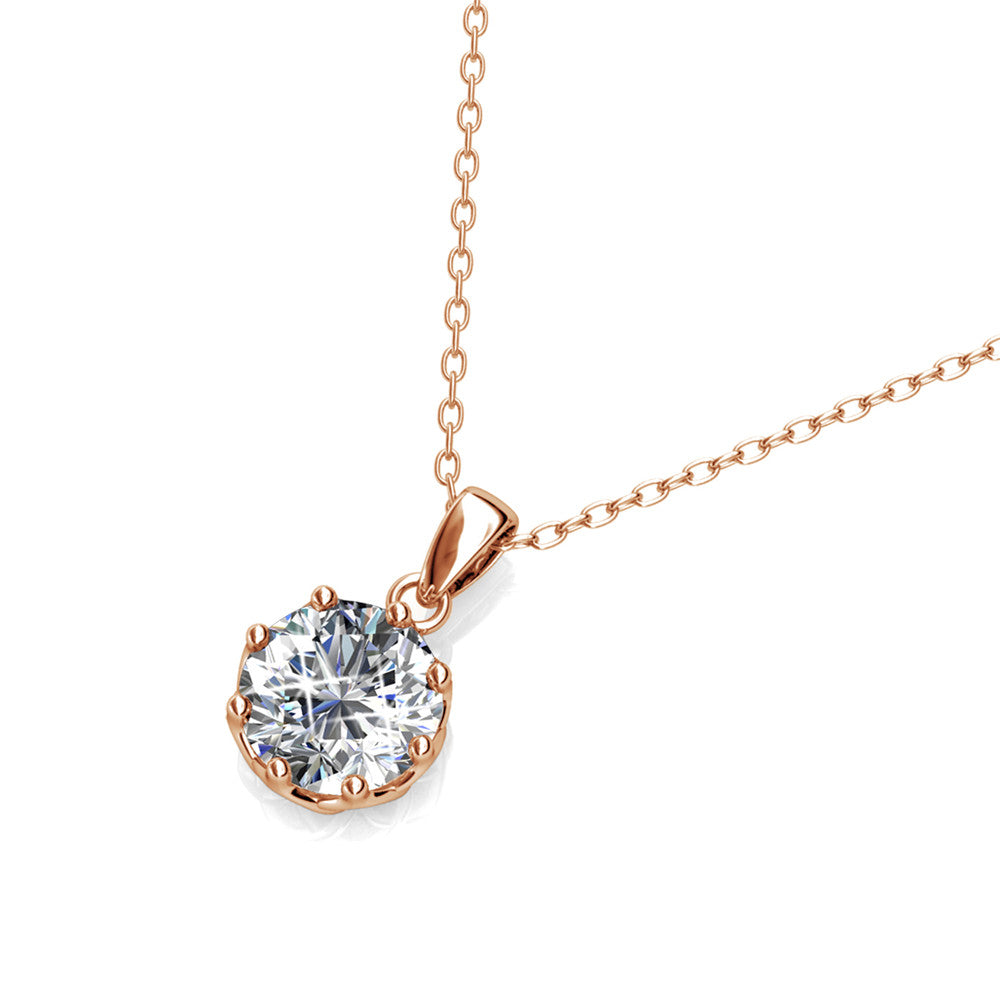 Eden "Pure" 18k White Gold Plated Pendant Necklace with Solitaire Round Cut Swarovski Crystal - Fab Friday