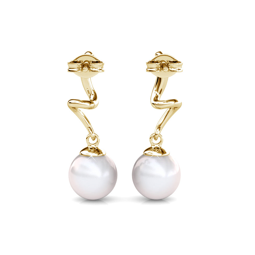 Ophelia 18k White Gold Plated Drop Pearl Crystal Earrings - Cyber Week Deal