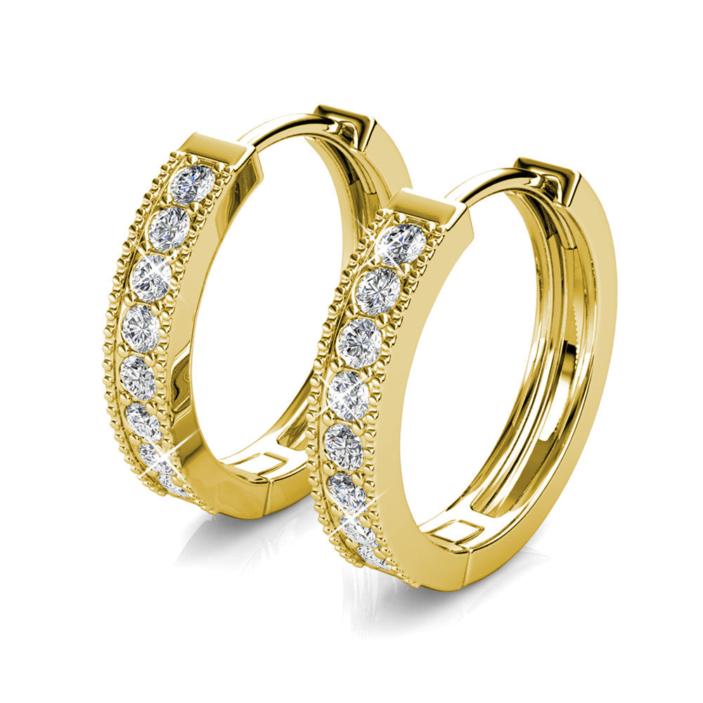 Lydia 18k White Gold Plated Hoop Earrings with Simulated Diamond Crystals