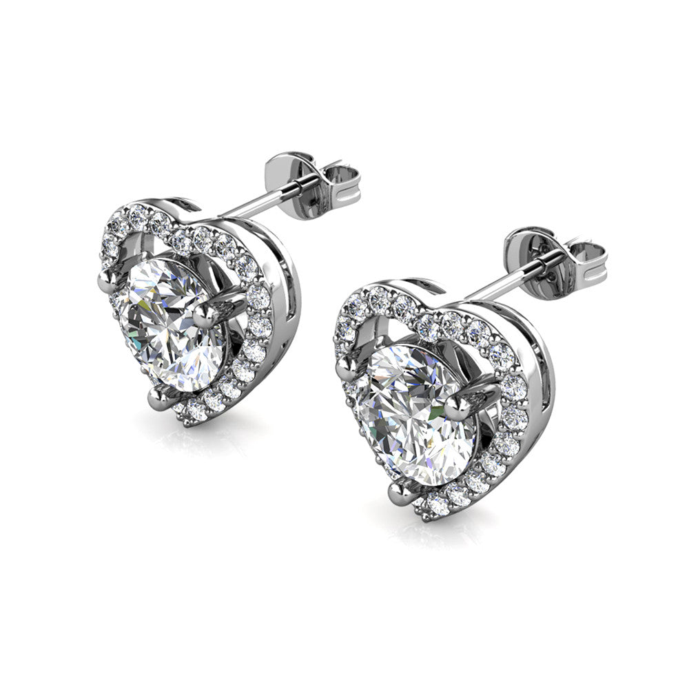 Moissanite by Cate & Chloe Briana Sterling Silver Heart Stud Earrings with Moissanite Crystals