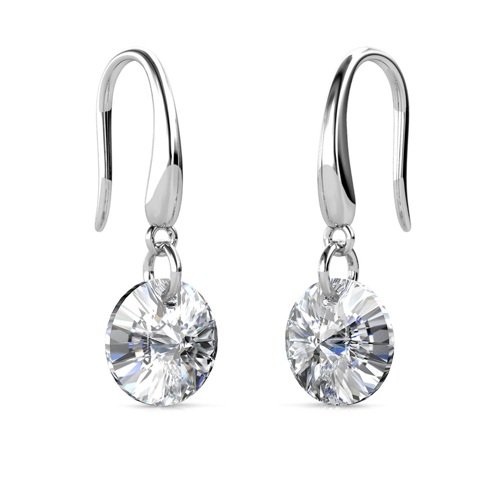 Reese 18k White Gold Plated Earrings with Solitaire Round Cut Crystals - Final Sale