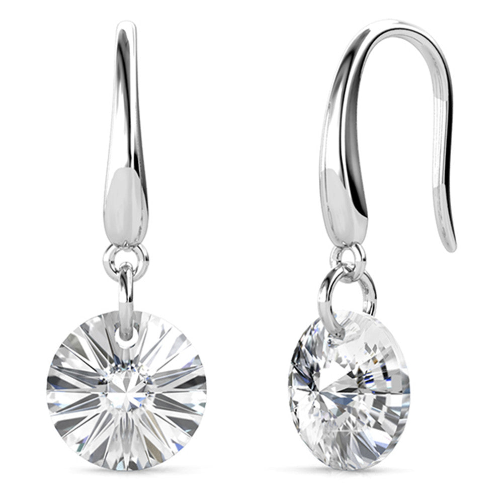 Reese 18k White Gold Plated Earrings with Solitaire Round Cut Crystals - Final Sale