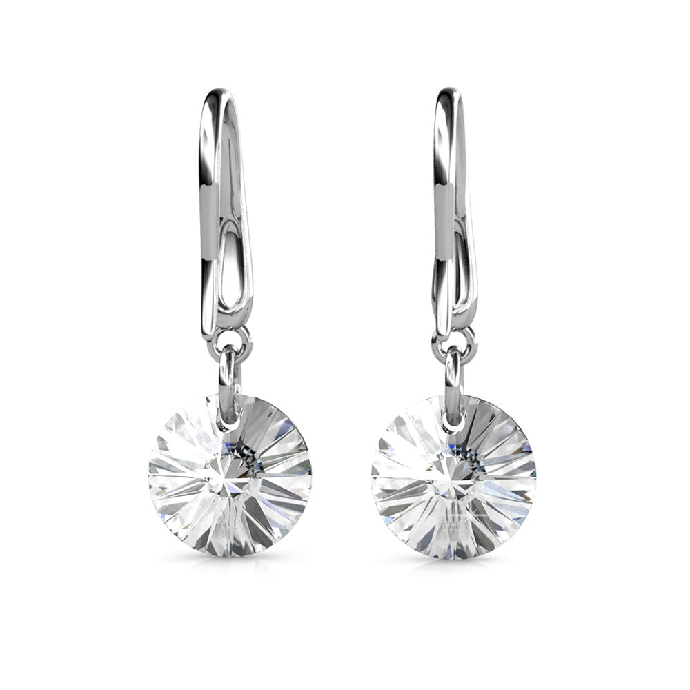 Reese 18k White Gold Plated Earrings with Solitaire Round Cut Swarovski Crystal