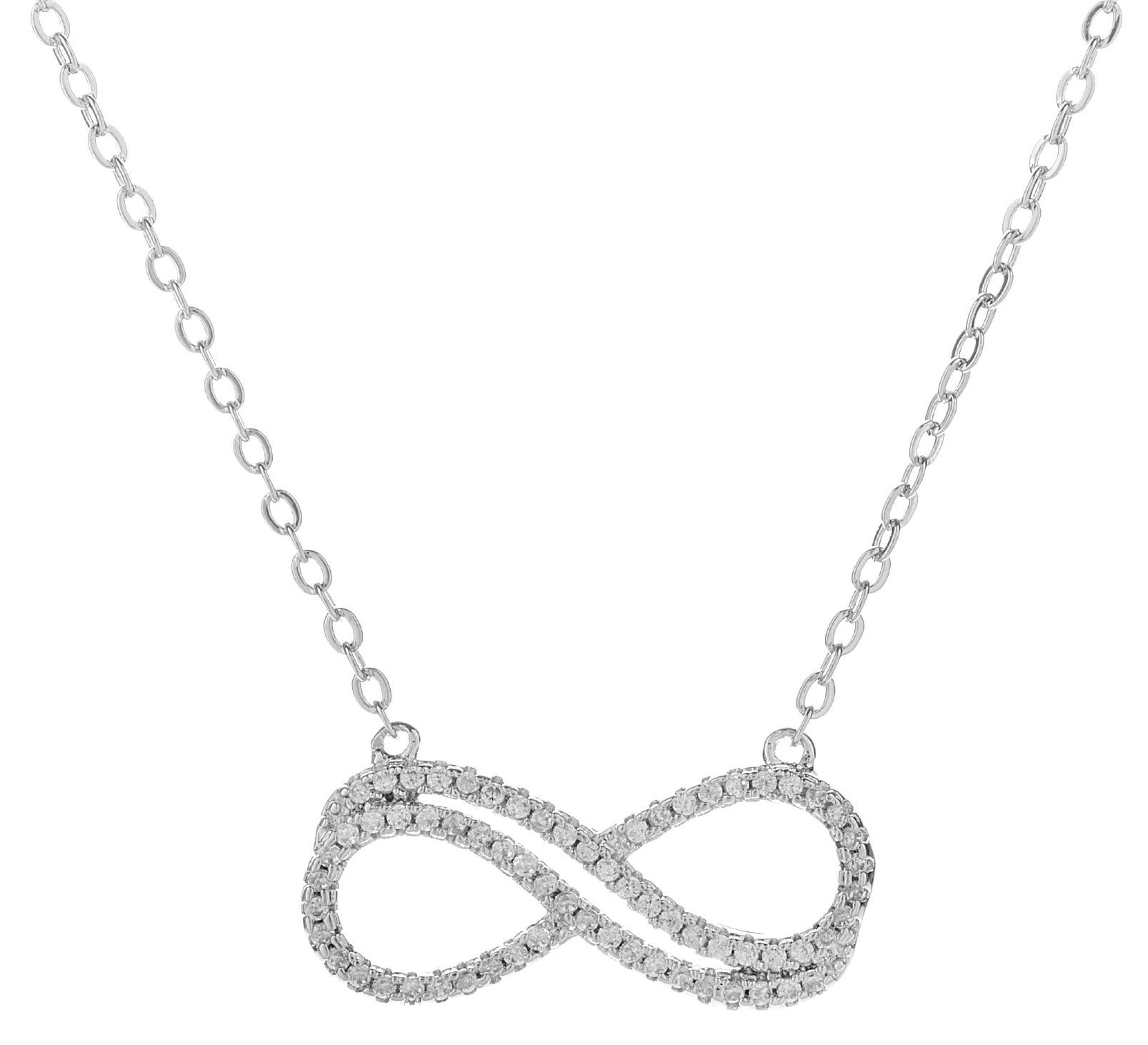 Tansy 18k White Gold CZ Crystal Infinity Pendant Necklace