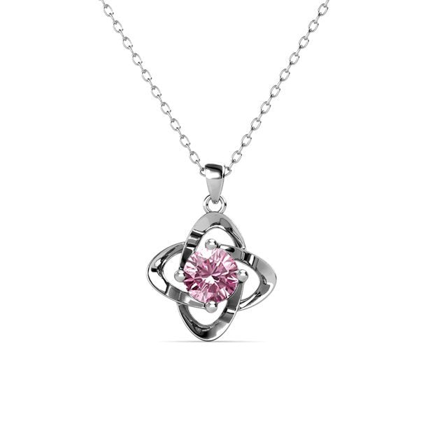 Infinity 18k White Gold Plated Birthstone Flower Necklace with Simulated Diamond Crystals