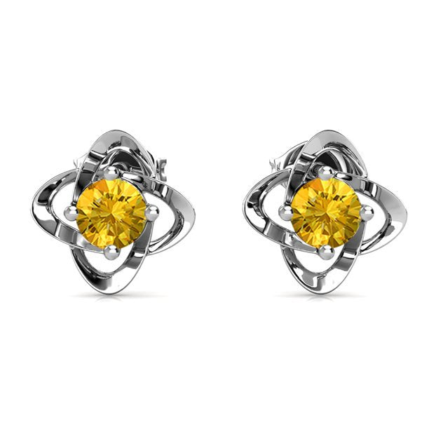 Infinity Earrings - 18k White Gold Plated Birthstone Flower Crystal Earrings