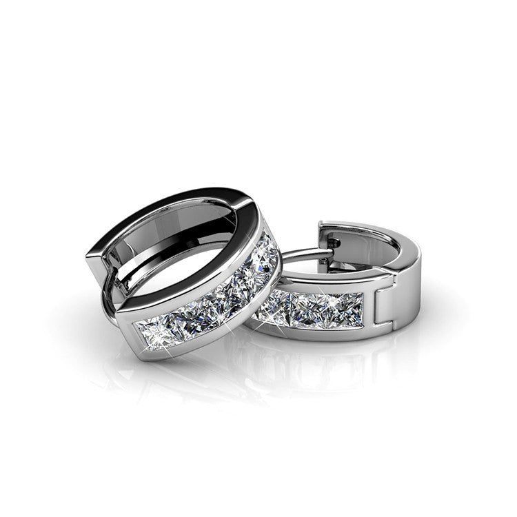 Earrings,Jewelry,Swarovski - Giselle “Promise” 18k White Gold Swarovski Hoop Earrings