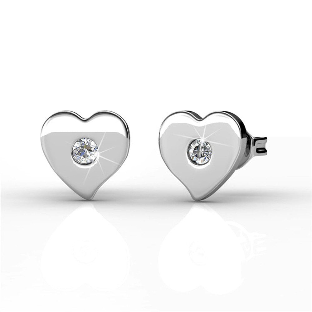 Earrings,Jewelry,Swarovski - Vanessa Petite Heart 18k White Gold Swarovski Stud Earrings