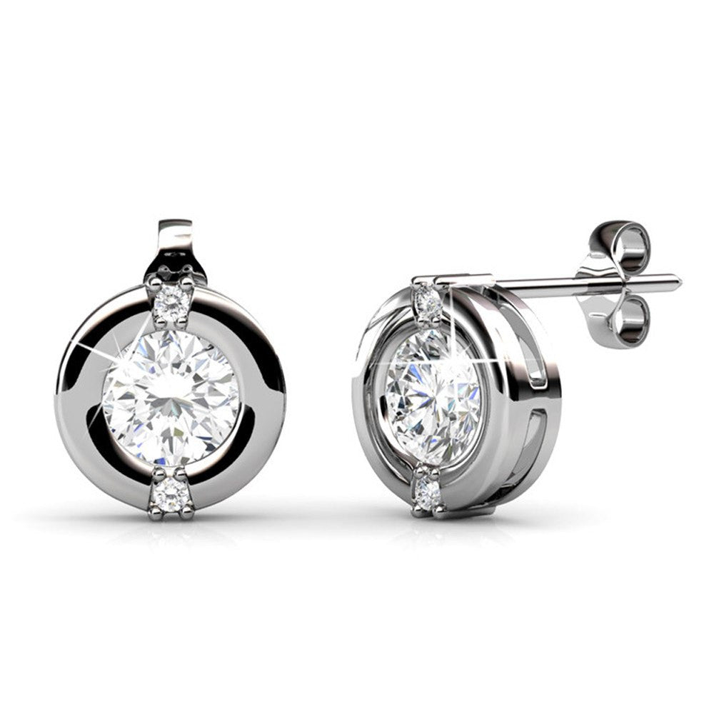 Earrings,Jewelry,Swarovski - Zara “Radiant” Sterling Silver 18k White Gold Plated Swarovski Stud Earrings