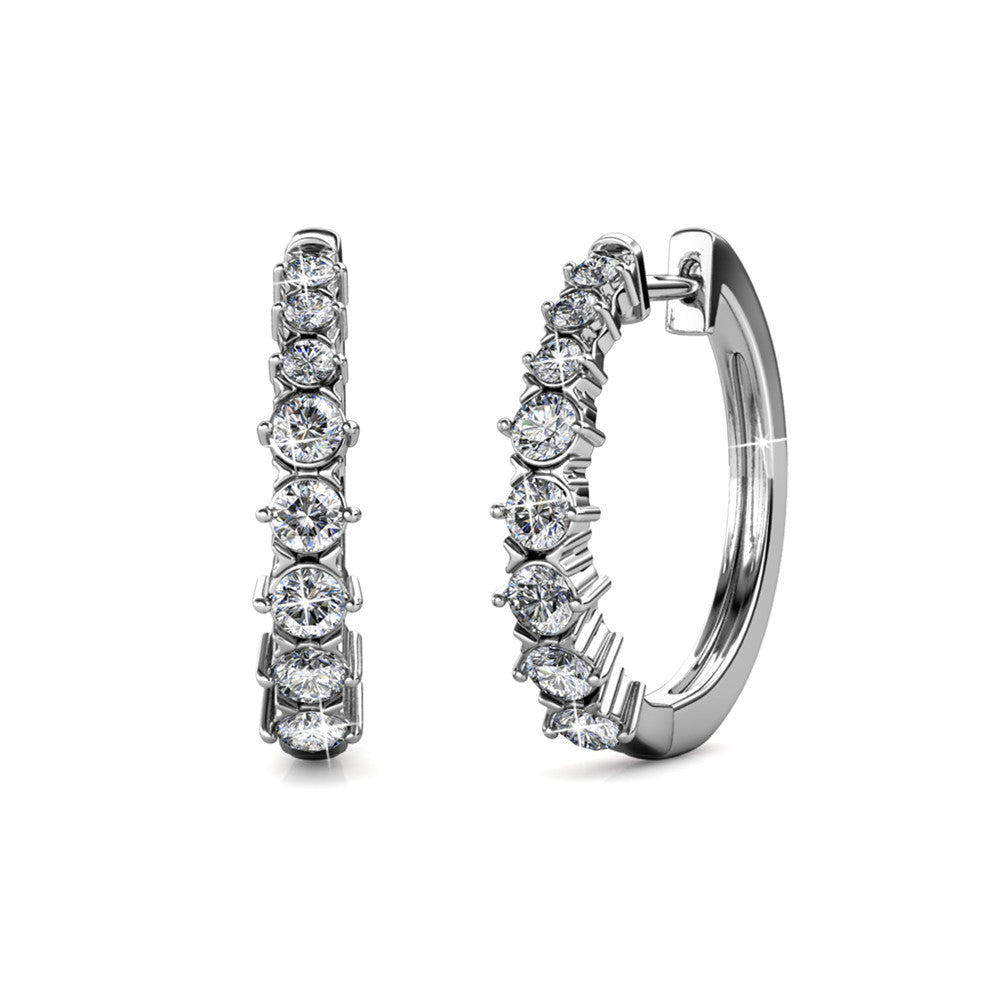 Claire 18k White Gold Plated Hoop Earrings with Swarovski Crystals