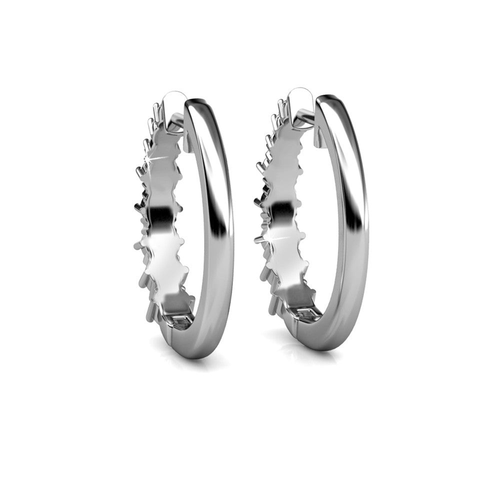 Claire 18k White Gold Plated Hoop Earrings with Swarovski Crystals