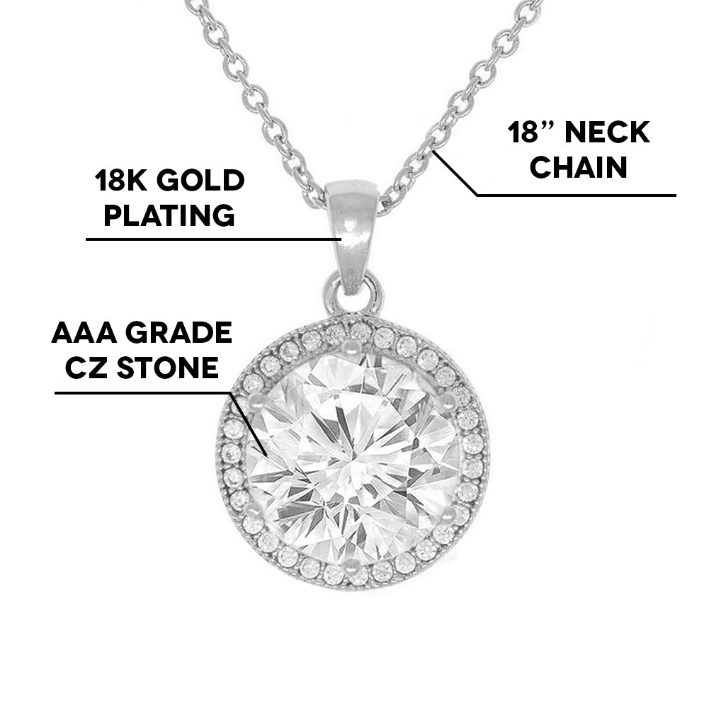 Mariah 18k Gold Round Cut CZ Halo Pendant Necklace