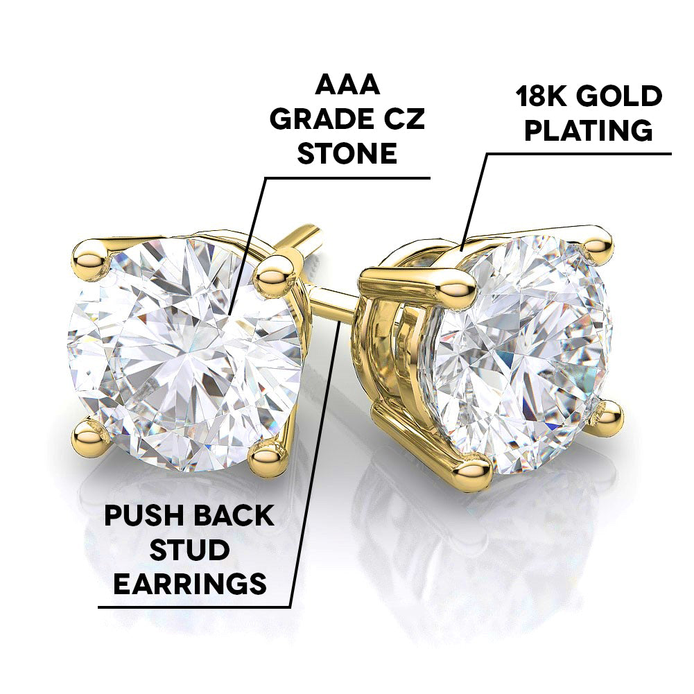 Mia 14k Gold Plated Sterling Silver Diamond Simulated Crystal Stud Earrings