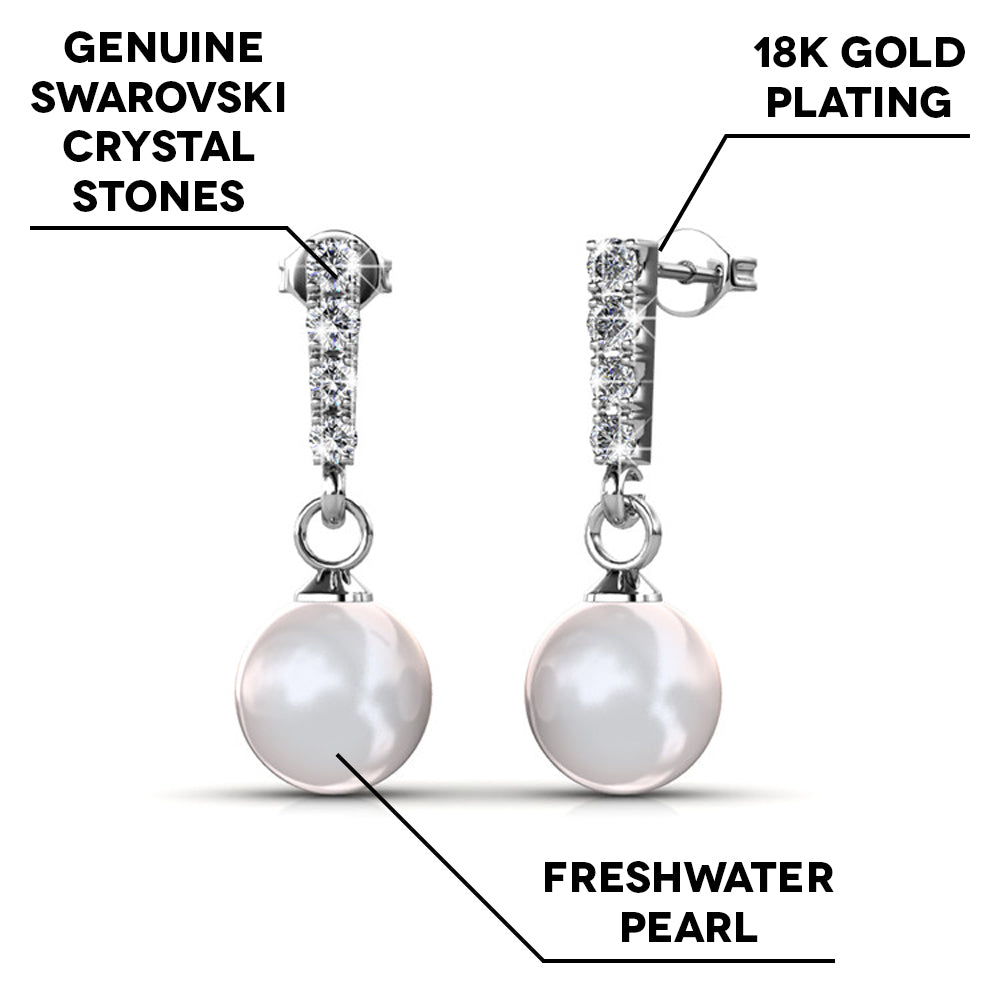 Gabrielle 18k White Gold Simulated Pearl Drop Earrings