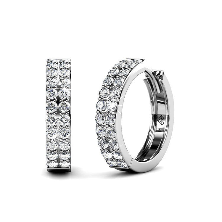Jewelry, Earrings, Hoop Earrings, Swarovski, Silver - Alice “Graceful” 18k White Gold Swarovski Hoop Earrings