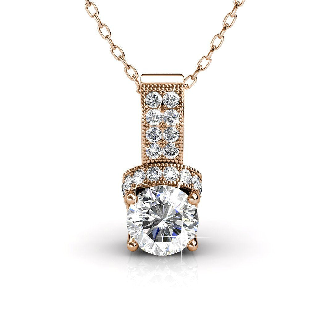 Laya 18k White Gold Plated Pendant Necklace with Crystals