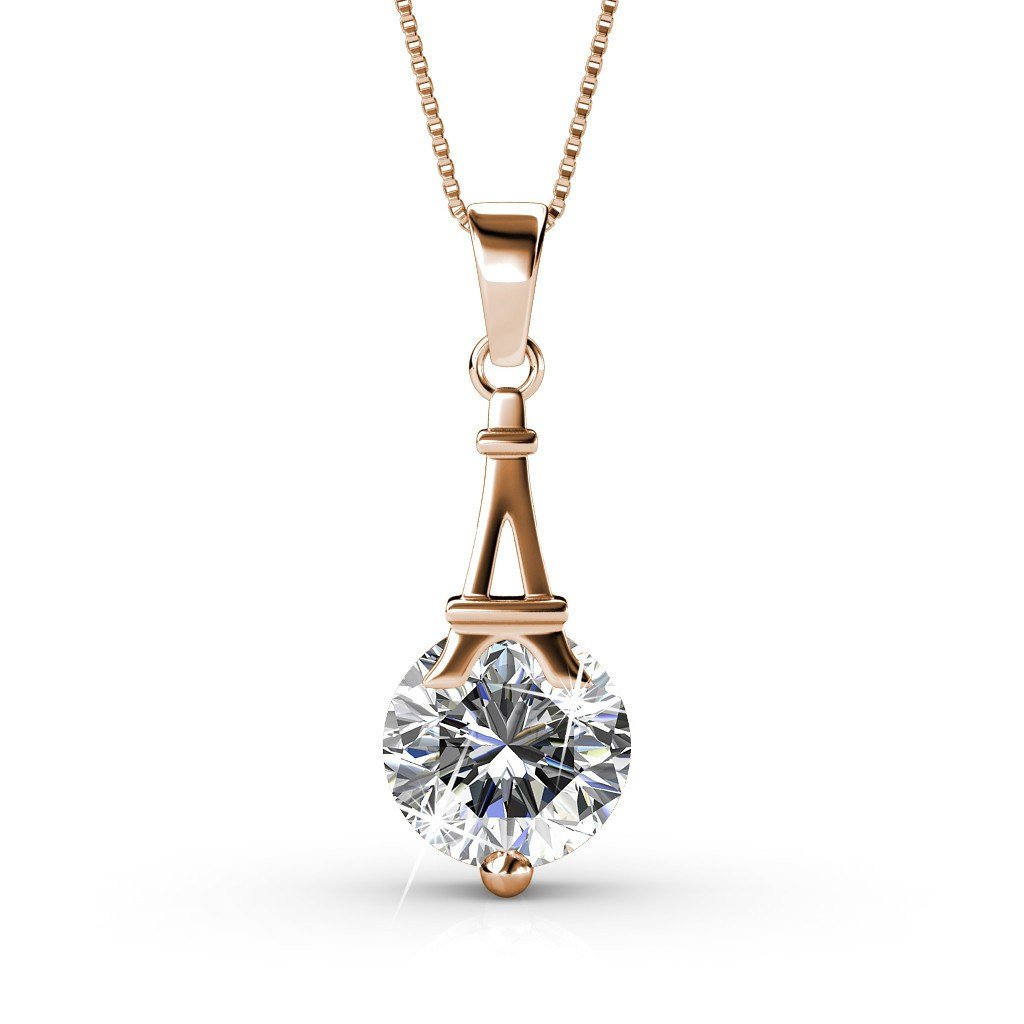 Isla 18k White Gold Plated Pendant Necklace with Round Crystal