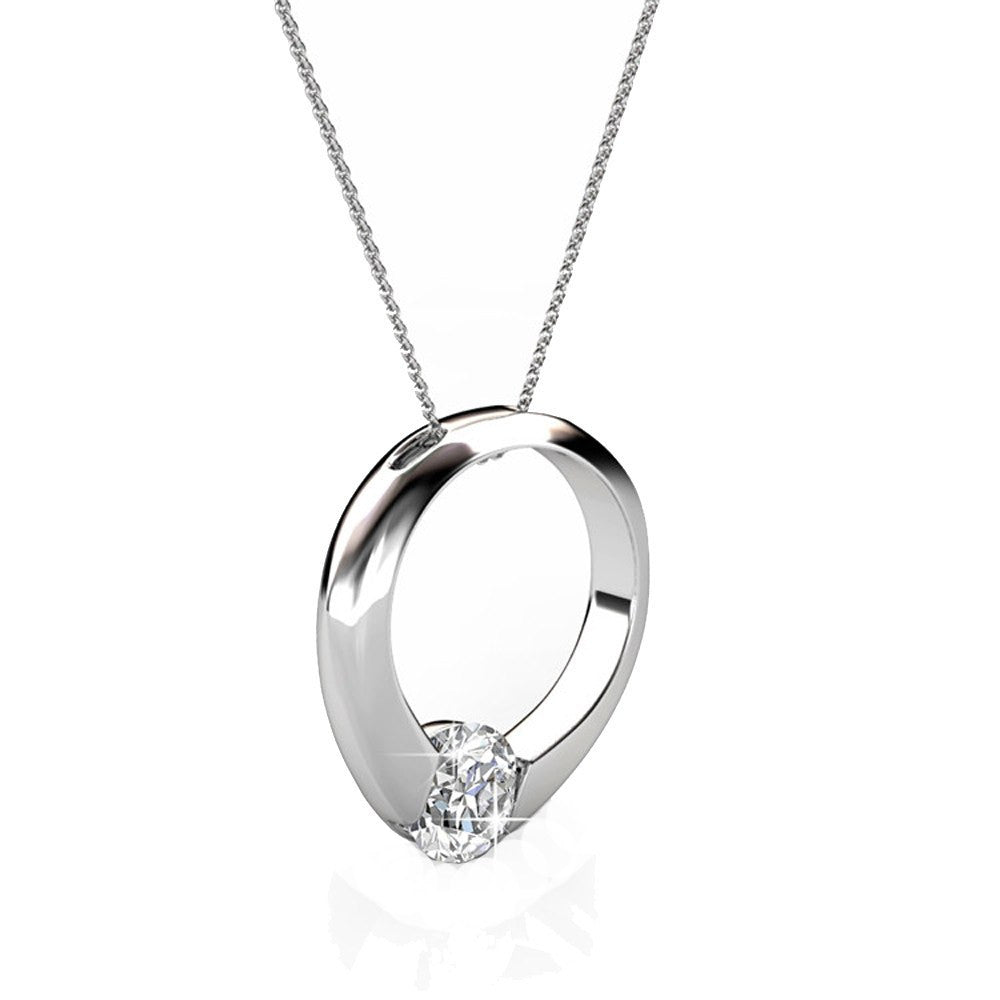 Jewelry, Necklaces, Swarovski - Dahlia “Blossom” Sterling Silver 18k White Gold Plated Swarovski Circle Ring Necklace
