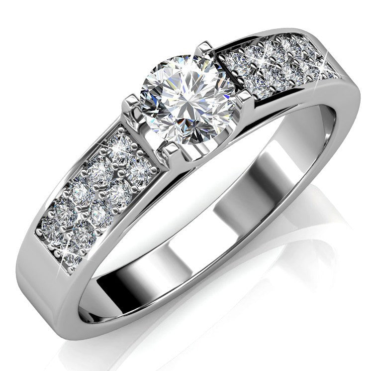 Jewelry, Ring, Silver Ring - Leah "Fair" 18k White Gold Swarovski Ring
