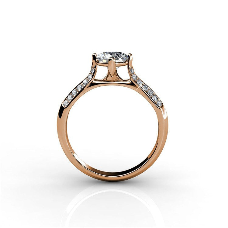 Jewelry, Ring, Silver Ring - Leona "Fate" 18k Rose Gold Swarovski Ring