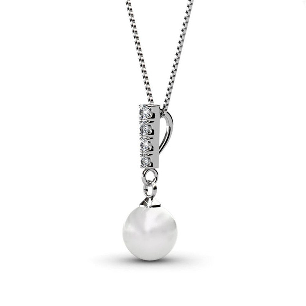 Necklaces,Jewelry,Swarovski - Gabrielle Pearl 18k White Gold Plated Swarovski Drop Necklace