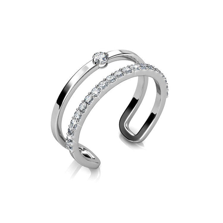 Ring,Jewelry,Swarovski - Esme “Esteemed” 18k White Gold Plated Swarovski Flex Ring